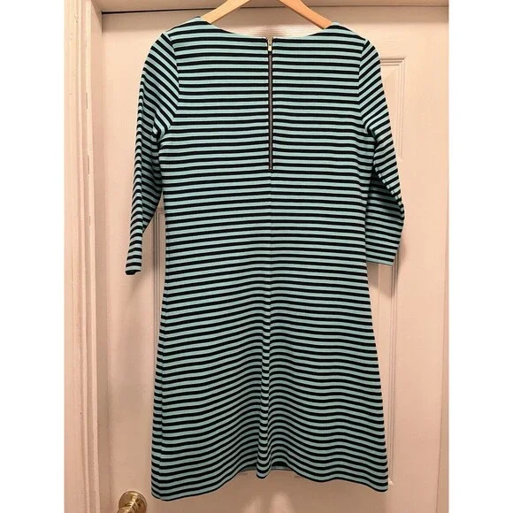 Lilly Pulitzer Charlene Navy Aqua Blue Stripes Dress Gold Buttons Sz M Jackie-O - Picture 7 of 16